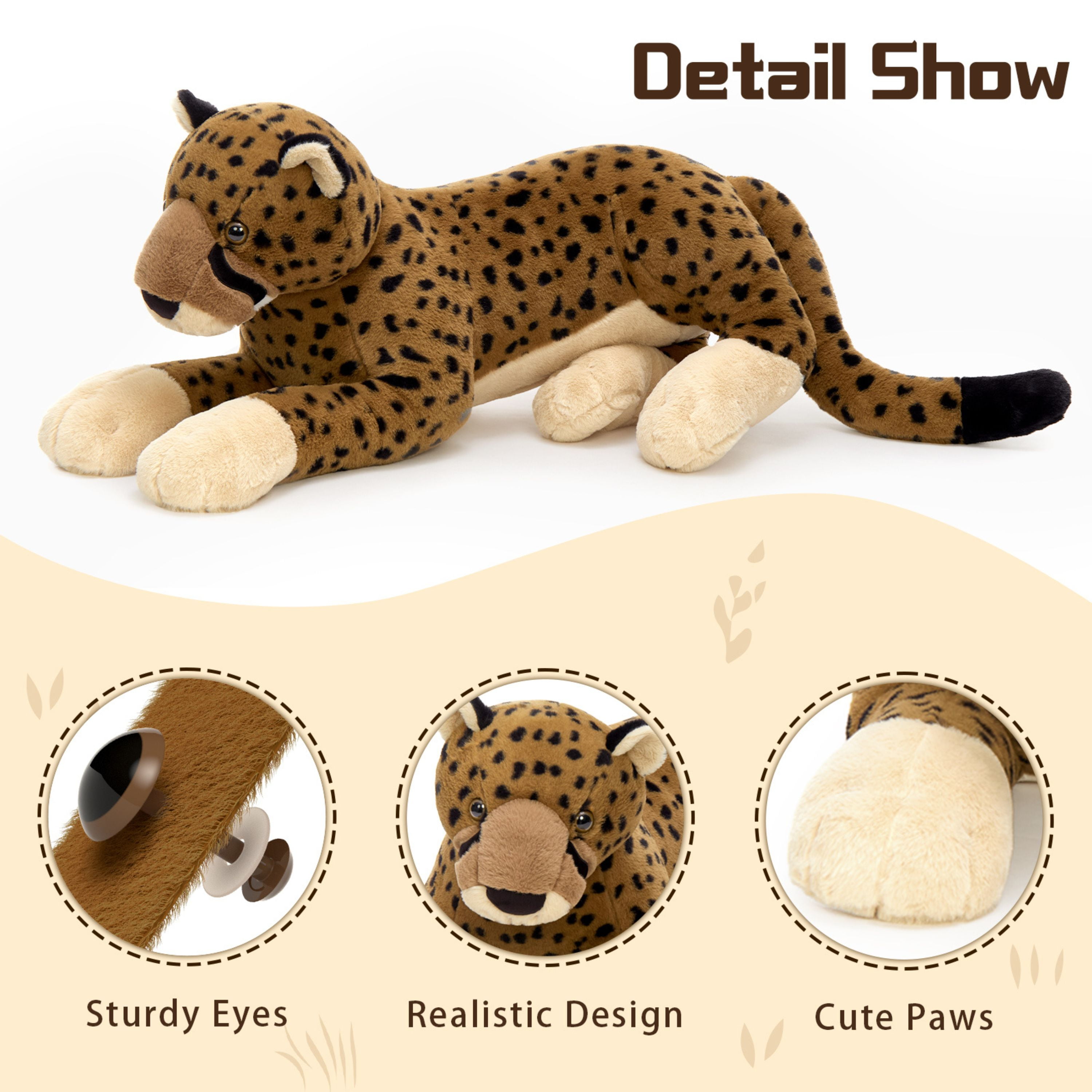 Tezituor 53''(from Front Paw to Tail) Leopard Stuffed Animals Giant Stuffed Cheetah Pillow Plush Toy