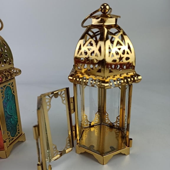 Sailesiti Moroccan Tall Iron Glass Lantern Tealight Holder for Home Garden Decor