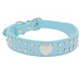 thumbnail image 1 of Correa de cuero con remaches de corazón brillante con diamantes de imitación de 2 filas para collar de perro de tamaño pequeño, 1 of 5