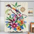 thumbnail image 1 of Vibrant Tropical Shower Curtain with Exotic Flowers, Toucans, 1 of 4