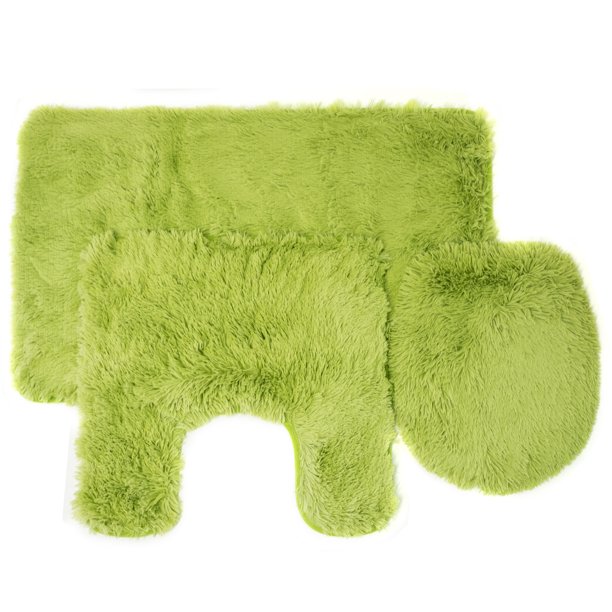 Fluff 3 Piece Faux Fur Bathroom Rug, Contour and Lid Cover Set
