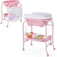 thumbnail image 1 of INFANS Baby Changing Table with Bathtub, Foldable Diaper Dresser Station with Removable Bath Support Wheels Waterproof Pad Storage Rack, Portable Nursery Organizer Stand for Newborn Infant, 1 of 9