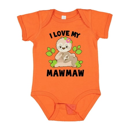 

Inktastic Cute Sloth I Love My Mawmaw with Green Leaves Gift Baby Boy or Baby Girl Bodysuit