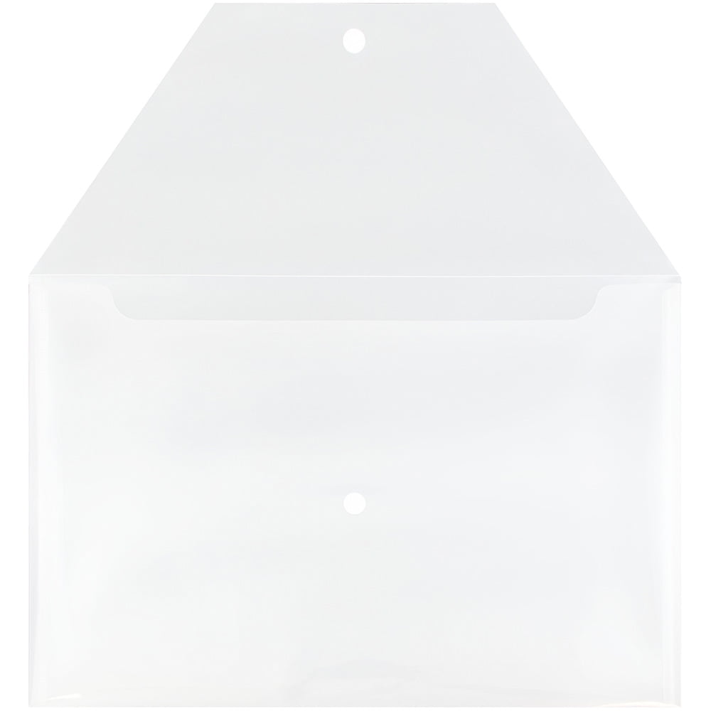 JAM Paper Plastic Snap Envelopes, 9.8x14.5, 12 per Pack, Clear
