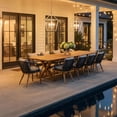 thumbnail image 4 of PURPLE LEAF 11 Pieces Patio Dining Set, Rectangular Aluminum Outdoor Table and 10 Wicker Chairs with Cushions for Garden Kitchen and Porch, Teak, 4 of 11