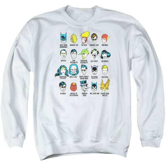 DC Comics Superhero Issues Adult Crewneck Sweatshirt White