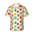 thumbnail image 4 of Wukai Cartoon Flowers Men's Hawaiian Shirt Short Sleeve Casual Button Down Summer Beach Aloha Shirt Tropical Print Holiday Party, 4 of 8