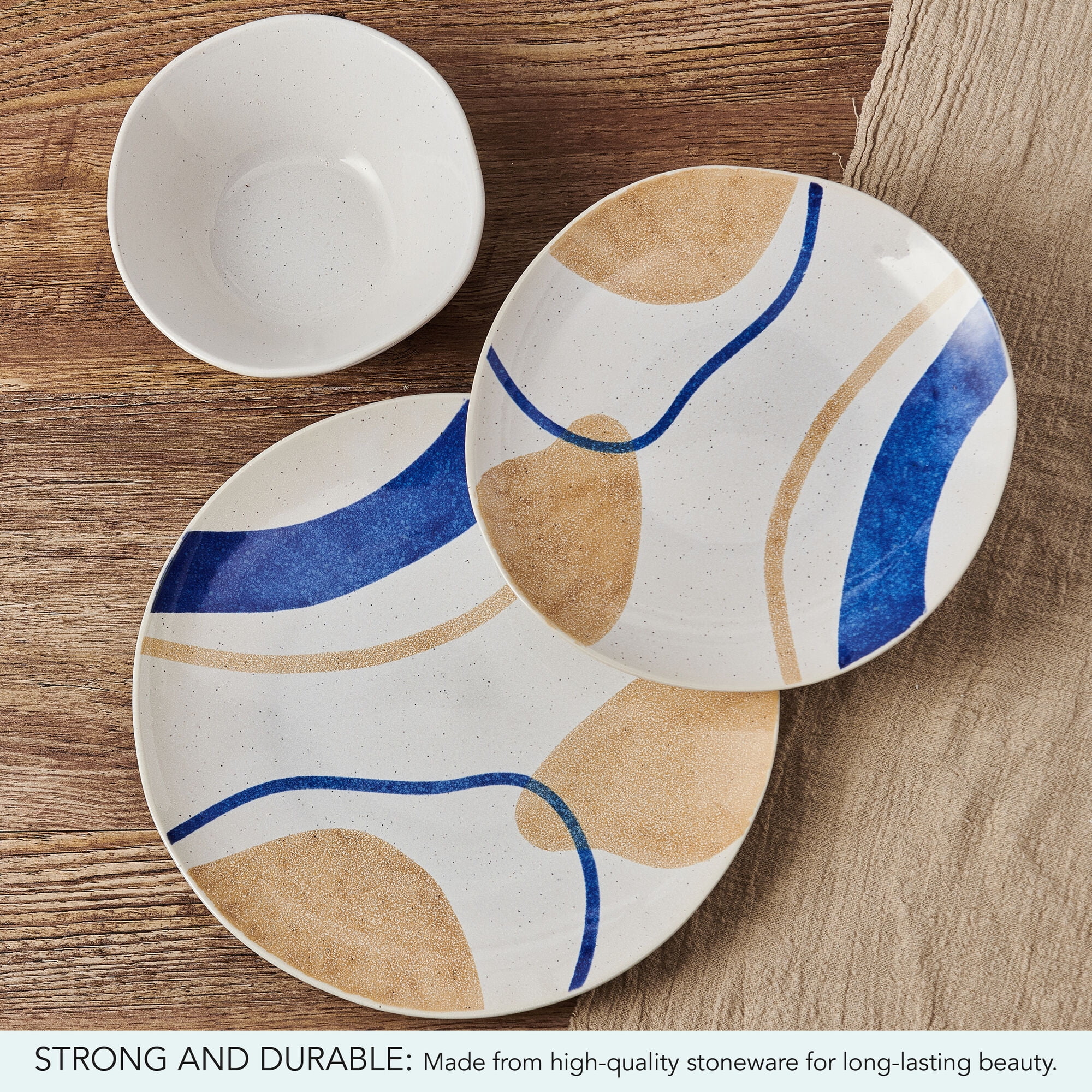 Pfaltzgraff Artful Circles 12 Piece Stoneware Dinnerware Set Off White