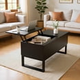 thumbnail image 2 of Strafriture Mesa de Centro para Sala con Elevación con cajones de Almacenamiento, 102x45x46cm Ideal como Mesa para Cafe o Mesa Auxiliar, Negra, 2 of 12