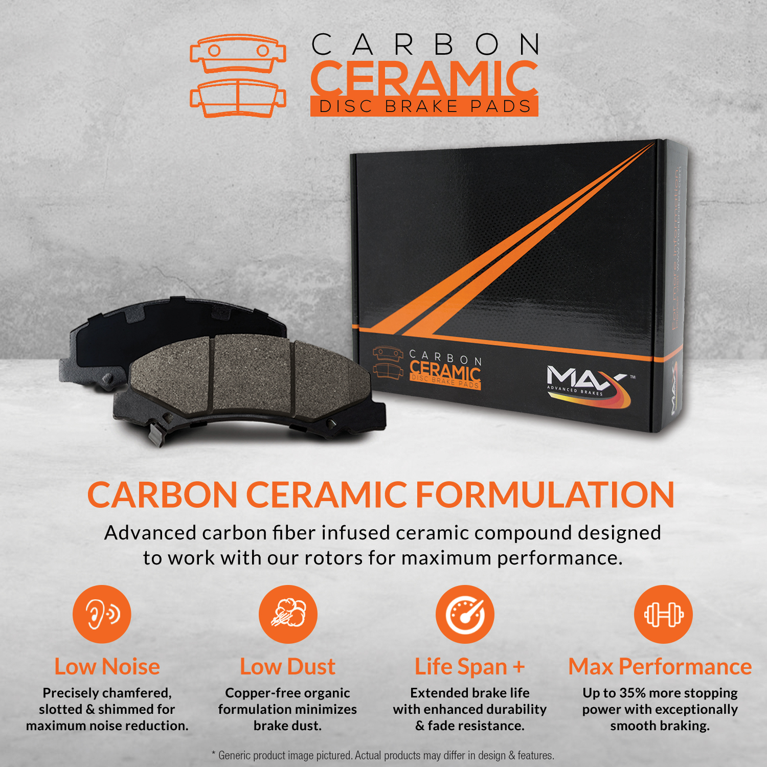 Max Brakes Carbon Ceramic Pads KT265752 Rear