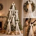 thumbnail image 5 of Extra Large Ivory Christmas Bow Decoration with Long Tulle Streamers for Window Display Party and Christmas Tree Holiday Decor 23.62 x 78.74 Inch, 5 of 7