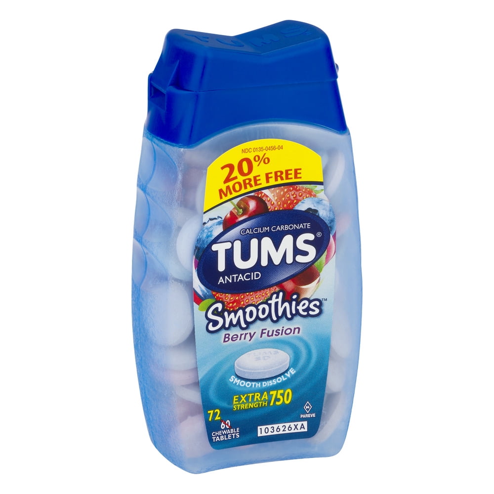 TUMS Antacid Smoothies Peppermint Chewable Tablets, 72 Count