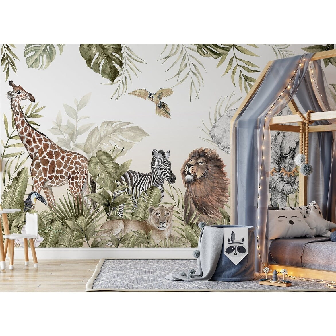 G&K HOME DECOR LLC Wildlife in the Tropical Jungle Safari Lion Leopard
