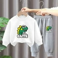 thumbnail image 2 of Odeerbi Toddler Boys Girls Dinosaur Sweatsuits Winter Warm Fleece Two Piece Outfits Set Cartoon Printed Sweatshirt Jogger Pants Tracksuit Set Loose Pullover Sweater Casual Hoodie White, 2 of 4