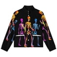 thumbnail image 4 of Jackets for Women Winter Coat Jackets Flannel Stand Collar Jacket(Dancing Skeletons,Size:S-4XL), 4 of 7