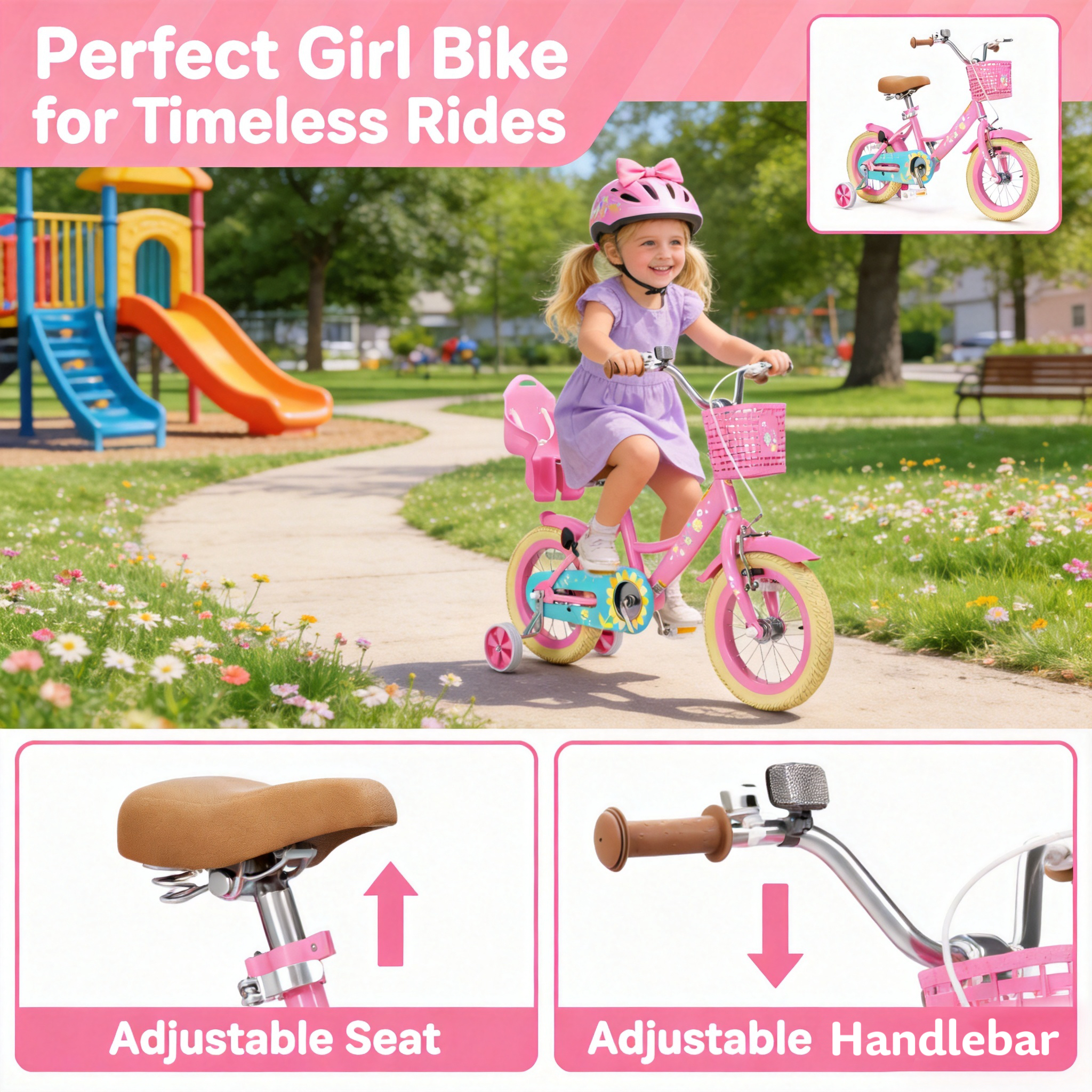 Korimefa 12 Inch Girls Bike with Training Wheels photo 7