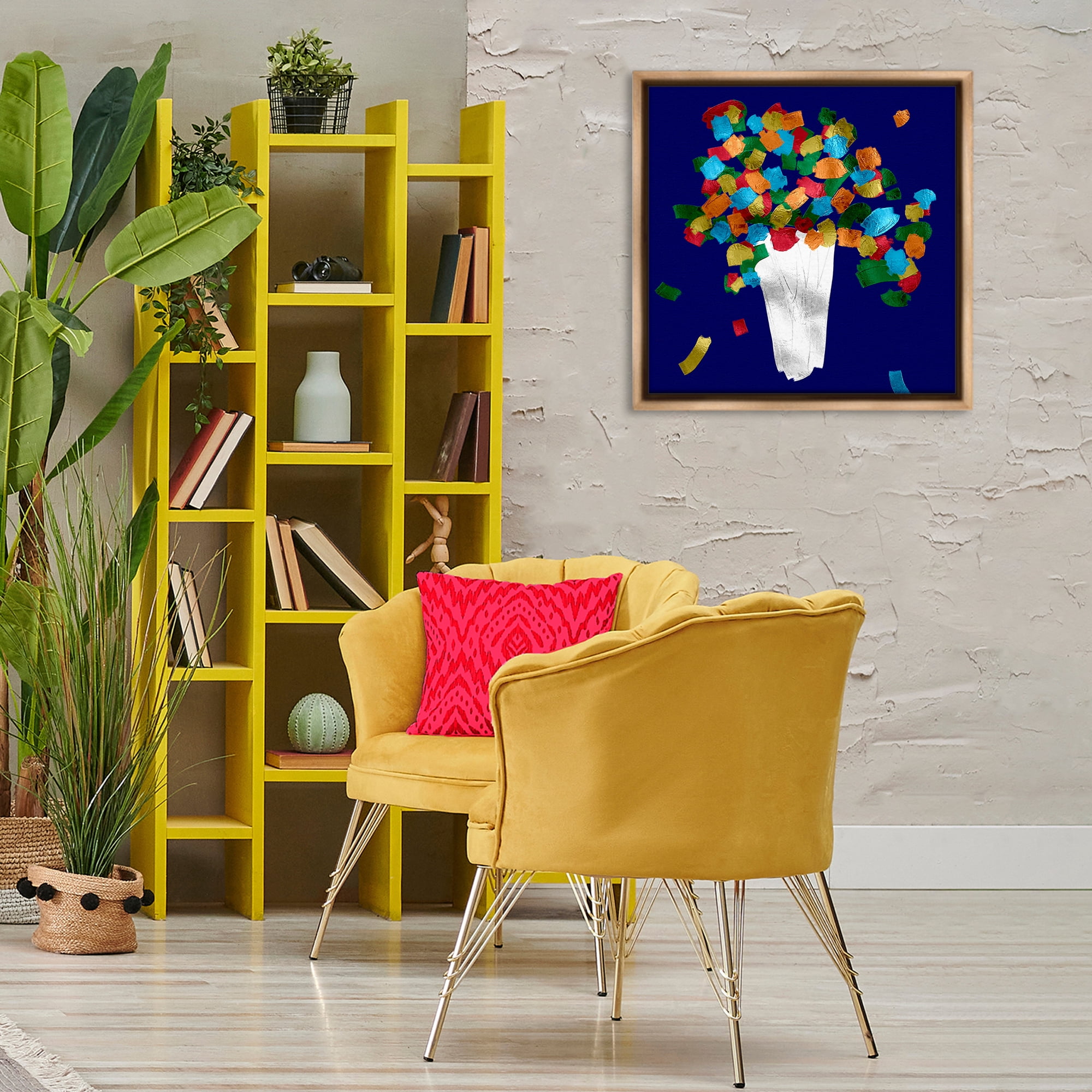 Stupell Industries Abstract Flower Vase Botanical & Floral Painting Brown Floater Framed Canvas Art Print Wall Art, 25 x 25