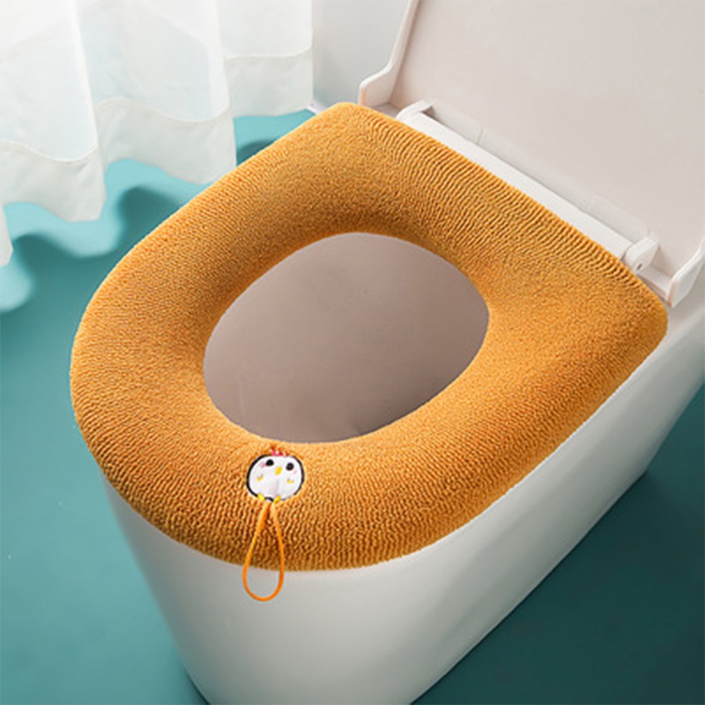 Yannee Bathroom Soft Thicker Warmer Stretchable Washable Cloth Toilet Seat Cover Pads Style 1