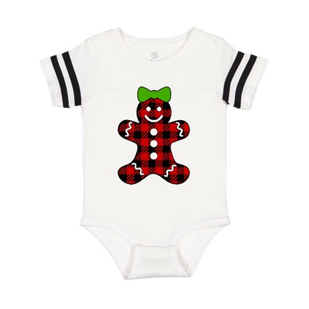 

Inktastic Buffalo Plaid Gingerbread Girl with Green Bow Gift Baby Boy or Baby Girl Bodysuit