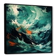 thumbnail image 2 of Designart "Waves of Rolling Surf III" Abstract Framed Wall Art - Green Abstract Modern Waves Entryway Framed Wall Art, 2 of 6