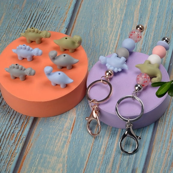 25pcs Dinosaur-Shaped Silicone Beads - Realistic 3D Bead Set for Crafting Keychains, Kids Bracelets & Jurassic-Themed Decor
