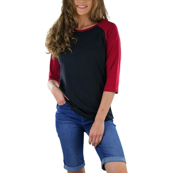 ToBeInStyle Women's Classic Two Color Cotton Baseball T-Shirts