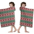 thumbnail image 4 of Red and Green Christmas Snowman Pattern Hooded Bath Towel，50"x30" for Ages 3 To 12 Kids, Quick Dry Lightweight Soft Microfiber Hood Beach Towel Cover Up for Kids, 4 of 7