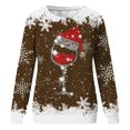 thumbnail image 4 of Besolor Chandail en Molleton de Noël à Col Rond pour Femmes Imprimé Verre de Vin Manches Longues Mode Flocon de Neige Graphique, 4 of 4