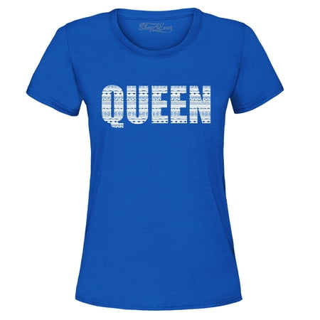 Shop4Ever Women s Queen African Pattern Style Graphic T-Shirt Small Royal Blue