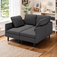 thumbnail image 3 of 103"  Sofa Bed, L-Shaped Sectional Couch and Sofas with Removable Armrest for Office, Living Room, Dark Gray, 3 of 8