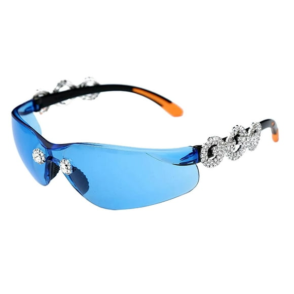 Gafas de terre sin montura de moda Gafas de terre de cristal de moda Fácil de llevar Elegante Accesorio deportivo diario Gafas Tonos frescos 400 Unisex Lente azul Yinane Gafas de sol de cristal