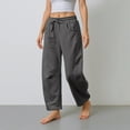 thumbnail image 6 of Women's High Waist Wide Leg Sweatpants Elastic Drawstring Loose Lounge Pants with Pockets Casual, 6 of 21