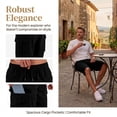 thumbnail image 6 of Cargo Shorts For Men Drawstring Elastic Waist Shorts Lightweight Plain Color Knee Length Pants With Multi Side Pockets Black 2XL, 6 of 7