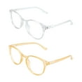 thumbnail image 4 of Blue Light Blocking Glasses, 2 Pack Computer Reading Glasses for Anti Eyestrain，Stylish Oval Frame, Anti Glare(Clear + Champagne, +1.25 Magnification), 4 of 6