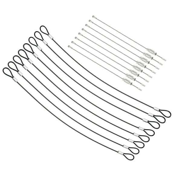 Uxcell 1.6Ft 2mm Dia Stainless Steel Safety Cable Lock with Double Loop Screwed Wire Cable Black 8 Pack