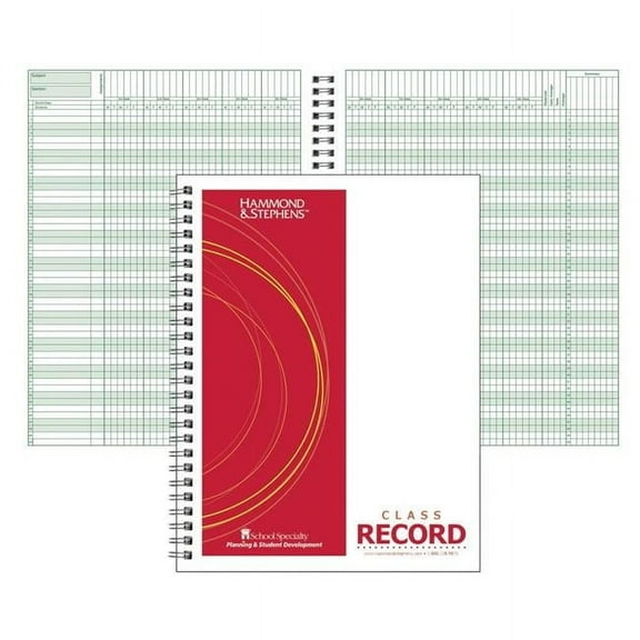 Hammond & Stephens 1481866 Class Record Book - PolyIce Cover, 8.5 x 11 in., 50 Students, 0.9 Week, White & Green
