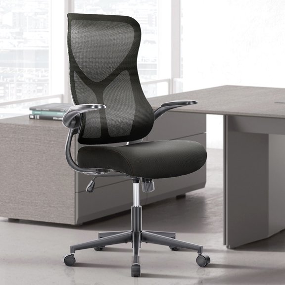Gianna Office Chair, Ergonomic Home Desk Chairs, Computer Chair with Comfortable Armrests,Black