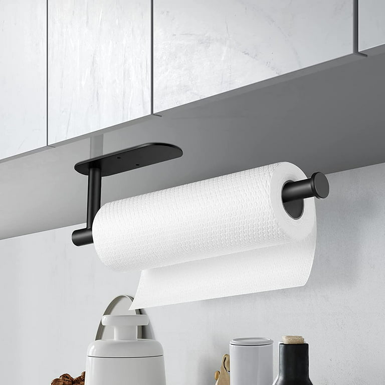 Black Stainless Steel Paper Towel Holder Under Cabinet, Wall