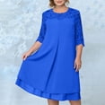 thumbnail image 5 of Bnwani Dresses for Women Plus Size,Ladies Dresses,Crew Neck,Chiffon,Embroidered,Color Block,Blue,L, 5 of 9