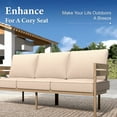 thumbnail image 2 of Summit Living 5-Piece Metal Outdoor Patio Furniture Set with Swivel Chairs, Wood-Grain Outdoor Patio Conversation Set for 5 People, Modern Curved Back Sofa Set, 2 of 11