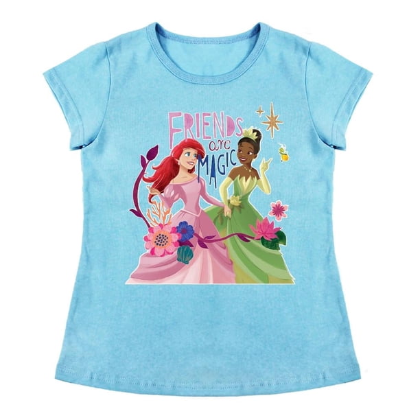 Playera Para Niña Disney Princesas Cuello Redondo Manga Corta Talla 8 Azul Cielo