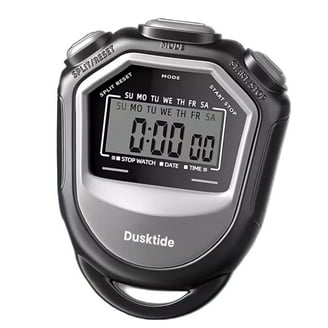 Digitale stopwatch, kalender, rondetraining, fitness, lcd-display, stophorloge, buitensport, wekker, hardlooptimer met koord (oranje