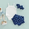 thumbnail image 4 of enyan Newborn Infant Baby Girl 2 Piece Summer Outfits Tank Romper Top + Ruffle Bloomer Shorts Set Clothes Blue,18-24 Months, 4 of 6