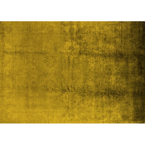 Ahgly Company Machine Washable Indoor Rectangle Oriental Yellow Industrial Area Rugs, 8' x 10'