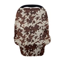 Renewold Infant Car Seat Cover for Babies, Boys Girls Carseat Canopy Baby Breastfeeding Stroller High Chair Shopping Cart Cover, Cow Print Dark Brown