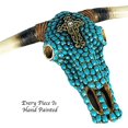 thumbnail image 4 of Urbalabs Western Teal Gem Gold Cross Longhorn Cow Skull and Horns Sculpture Faux Taxidermy Animal Western Wall Mount Decor 20 Inches Wide Bull Statue Ranch Decoration Hand Painted, 4 of 7