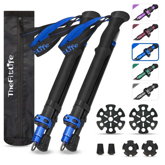 Bastones de senderismo TheFitLife, plegables y ligeros, azules