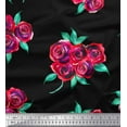 thumbnail image 1 of Soimoi Black Poly Georgette Fabric Leaves & Rose Floral Print Sewing Fabric Yard 42 Inch Wide, 1 of 3