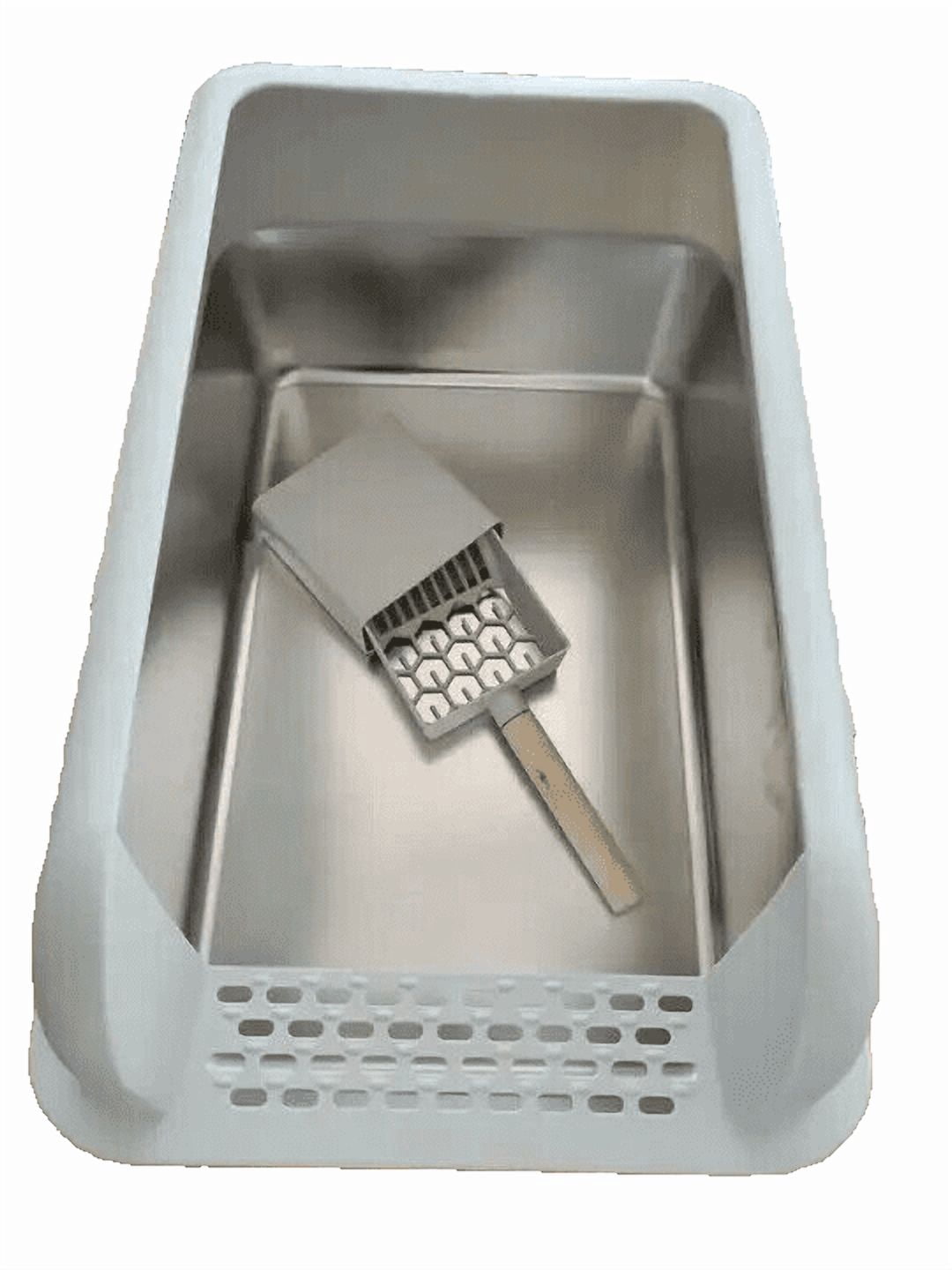 Enclosed Sides Stainless Steel Cat XL Litter Box Keep Litter In the Pan