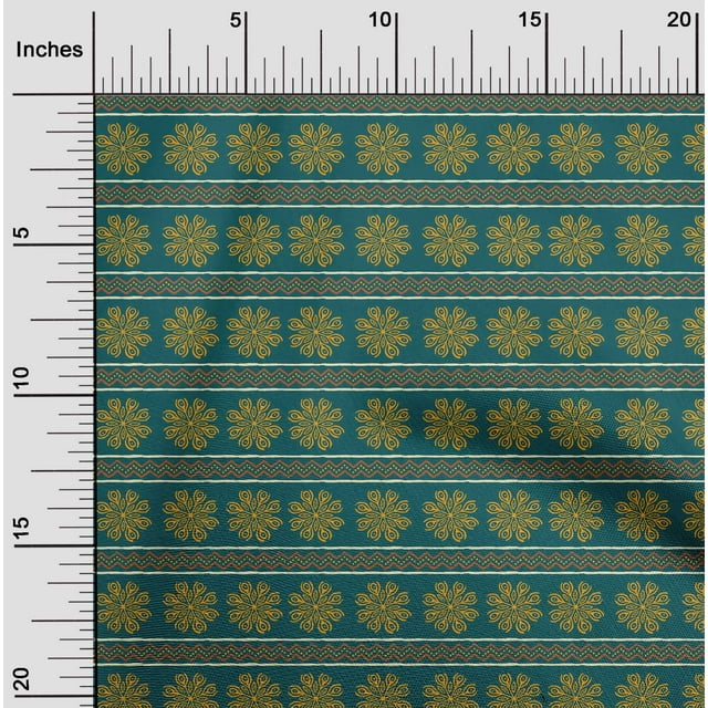 oneOone Organic Cotton Poplin Twill Fabric Floral & Chevron Block Print Fabric By Yard 42 Inch Wide